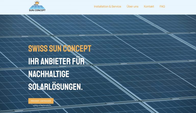 Screenshot Website Swiss Sun Concept GmbH