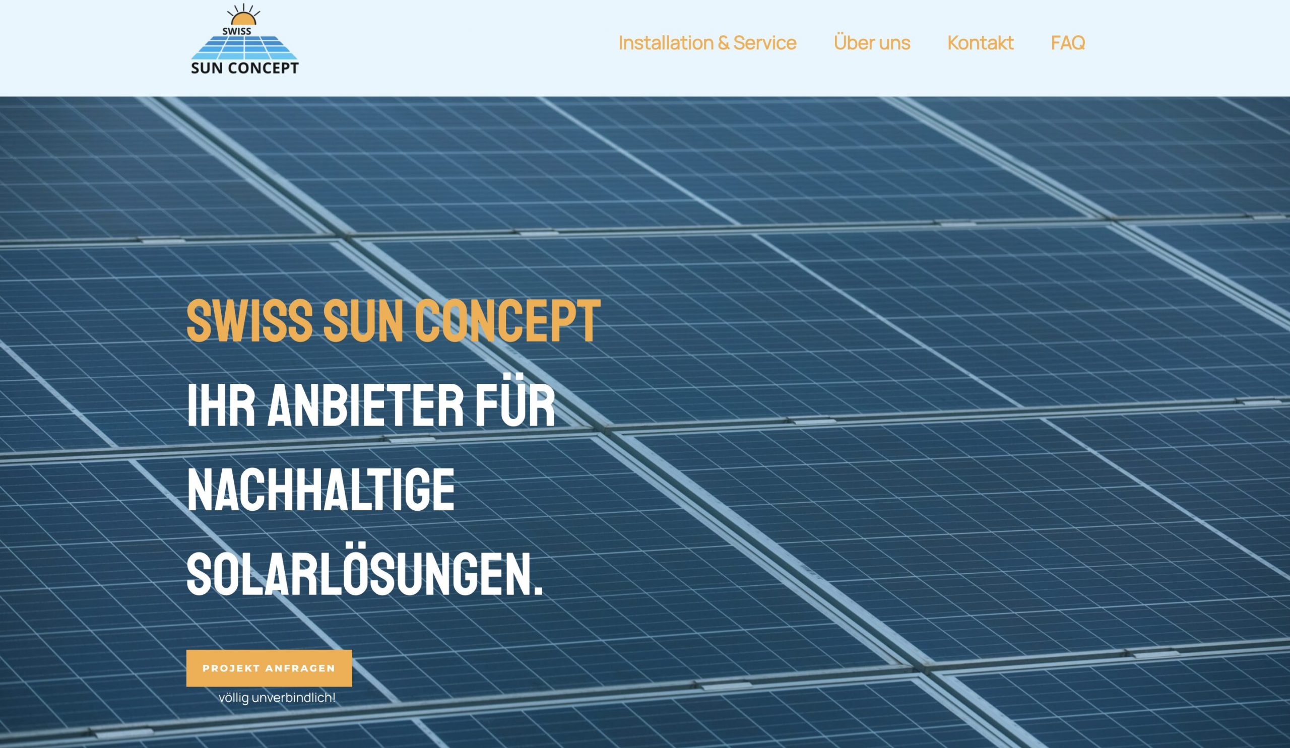Screenshot Website Swiss Sun Concept GmbH