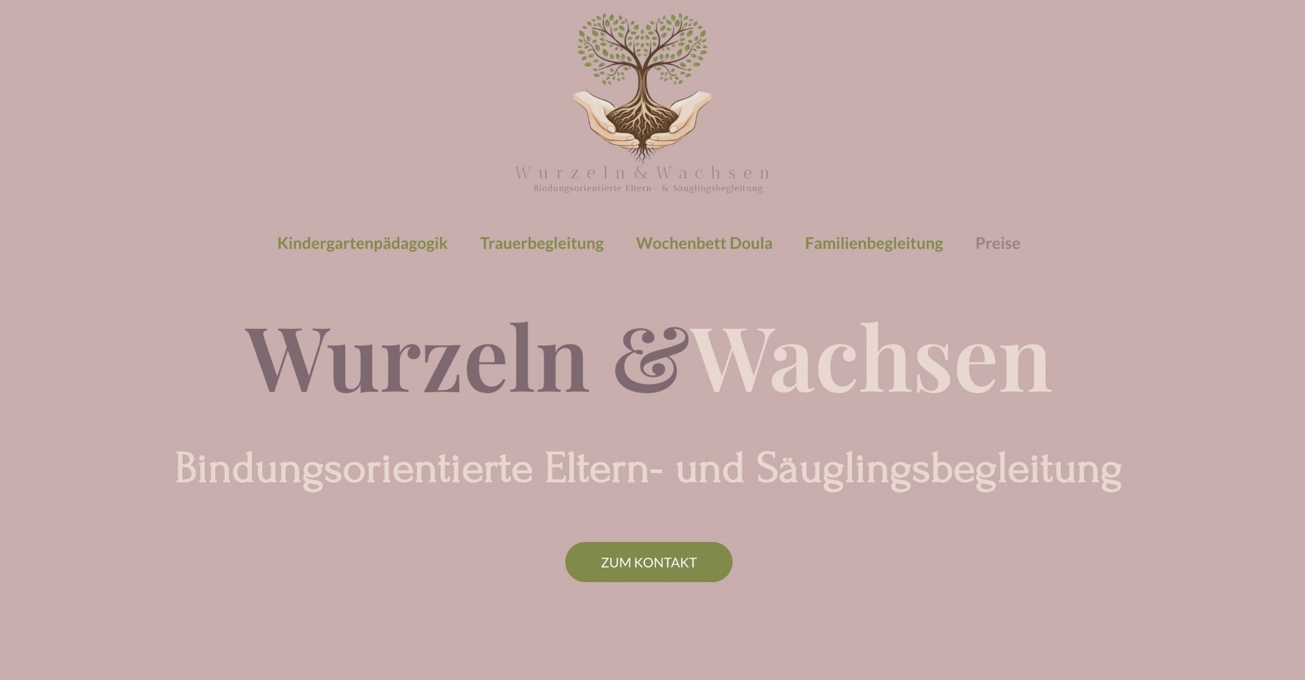 Screenshot von der Website Wurzeln & Wachsen Eltern- & Säuglingsbegleitung Güssing